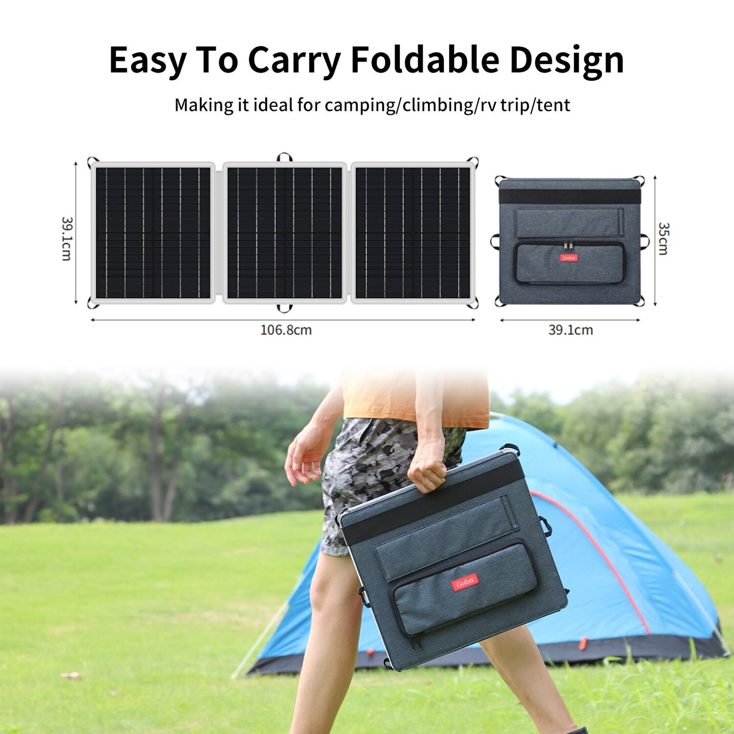 60W 18V Portable Solar Panel Foldable Solar Charger with USB DC QC 3.0 Output Compatible with Solar Power Station Phones Trip