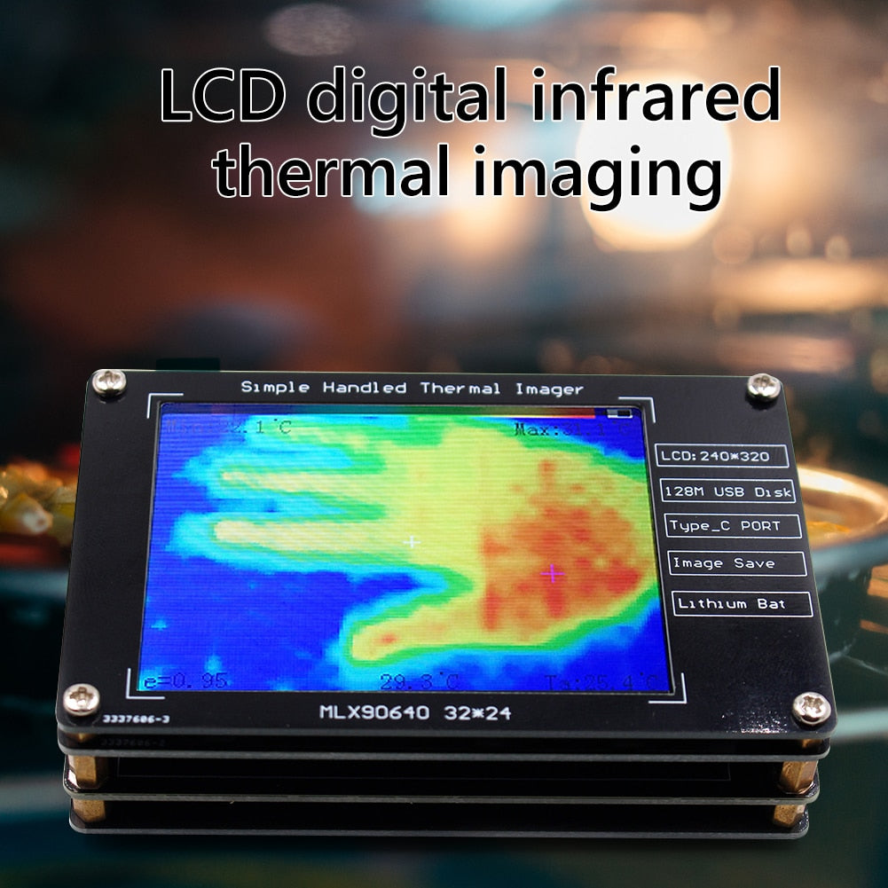 MLX90640 3.4 inch TFT Screen LCD Display Digital Infrared Thermal Imager Temperature Sensor Handheld IR Thermograph Camera