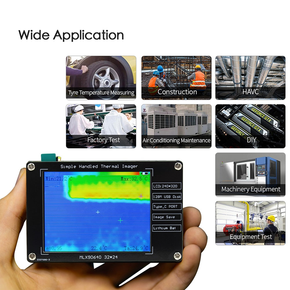 MLX90640 3.4 inch TFT Screen LCD Display Digital Infrared Thermal Imager Temperature Sensor Handheld IR Thermograph Camera