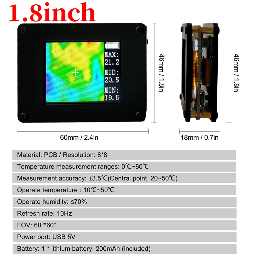 MLX90640 3.4 inch TFT Screen LCD Display Digital Infrared Thermal Imager Temperature Sensor Handheld IR Thermograph Camera