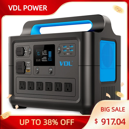 VDL Portable Power Station 1228Wh/1500W, 120V-220 Outdoor Camping RV