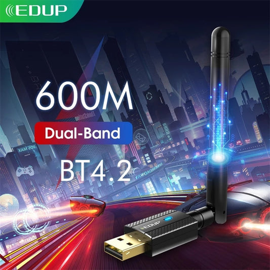 EDUP USB WiFi Bluetooth Adapter AC 600M Dual Band 2.4G/5G USB Ethernet WiFi Dongle Receiver Wireless Network Card for PC Laptop