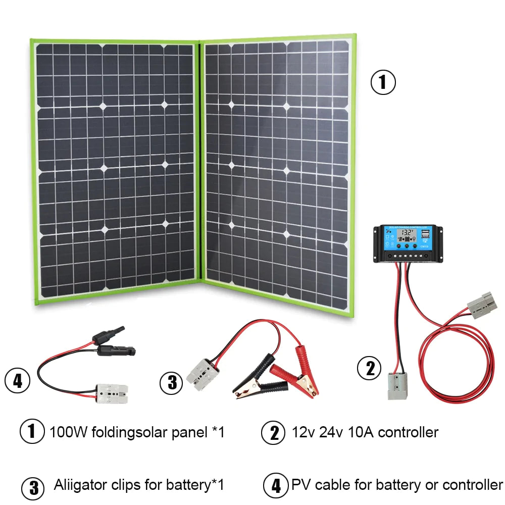 200W Portable Solar Charger Foldable Solar Panel Kit